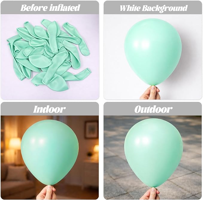 Voircoloria 110pcs Mint Green Pastel Green Latex Party Balloons, 12inch | - Image 3
