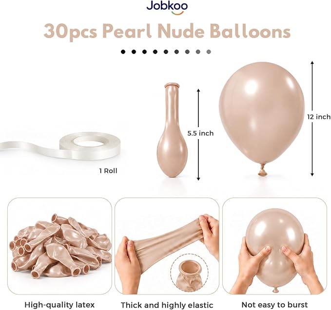 Jobkoo Pearl Nude Balloons 12 Inch - Image 2