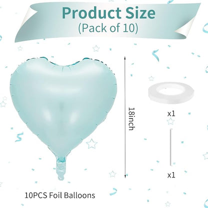 Baby Blue Heart Balloon, 18inch Pastel Blue Heart Shape Balloons Helium - Image 2