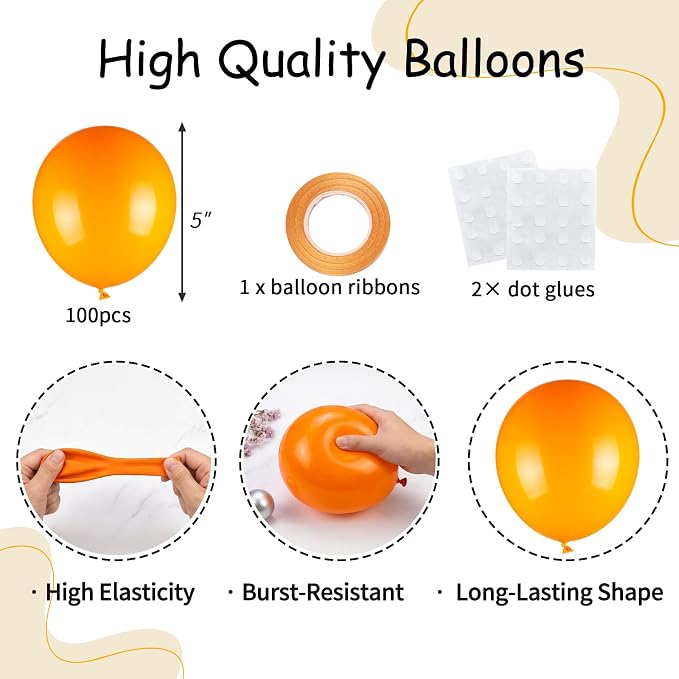 100pcs 5 Inch Small Orange Balloons Garland Arch Gap Fillers | 5”Matte Mini - Image 2