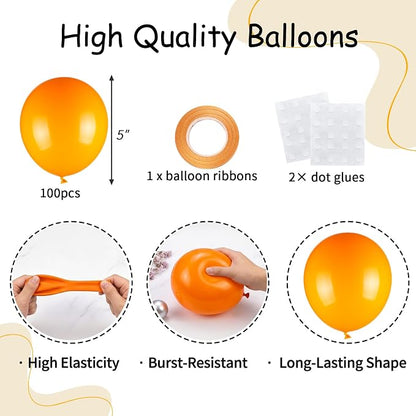 100pcs 5 Inch Small Orange Balloons Garland Arch Gap Fillers | 5”Matte Mini - Image 2
