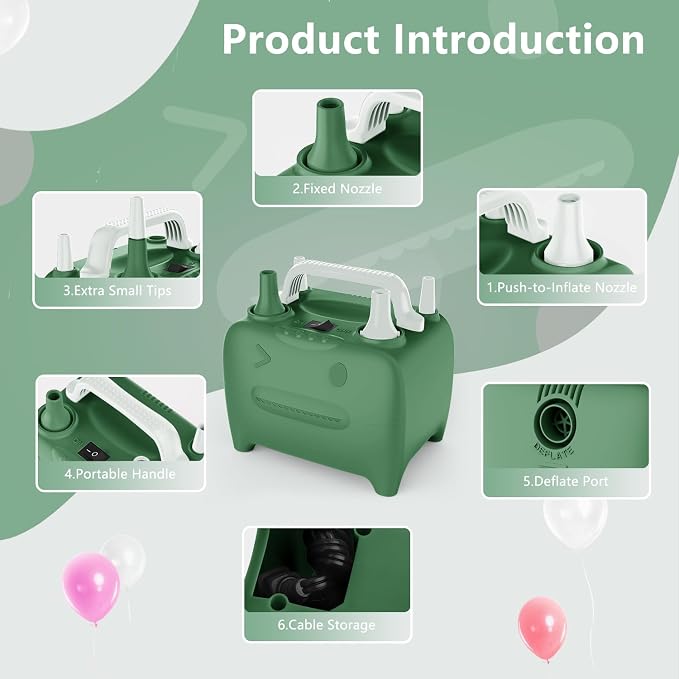 OWill Balloon Pump Electric, Balloon Inflator Electric Air Pump, Portable Dual - Image 2