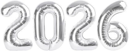 2026 Balloon Number 40 Inch Silver Balloons by Mluchee