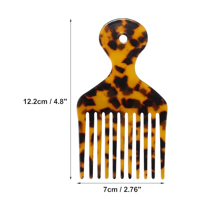 VOCOSTE Wide Tooth, Afro Hair Pick Comb, Hair Styling Tool for Men Women, Plastic, Brown, 4.8 Inch