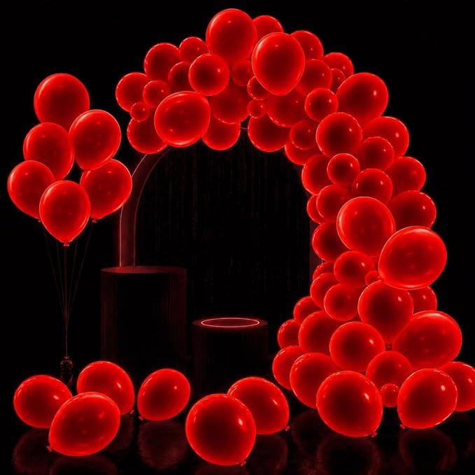100 Pcs UV Neon Red Balloons 12 inch Neon Party Supplies, Glow in the Dark by GYIPFIPA