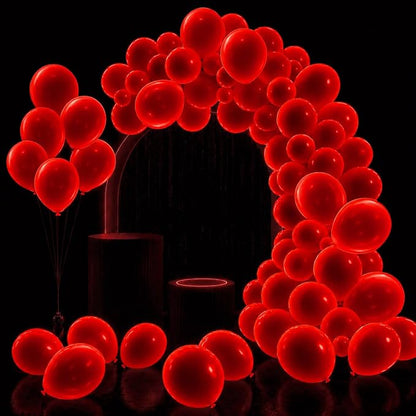 100 Pcs UV Neon Red Balloons 12 inch Neon Party Supplies, Glow in the Dark by GYIPFIPA