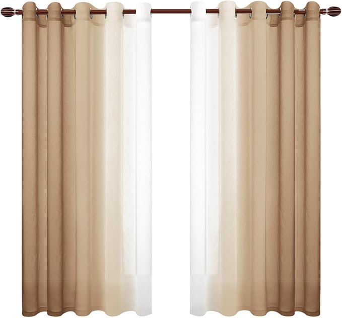 DWCN Ombre Faux Linen Sheer Curtains - Image 8