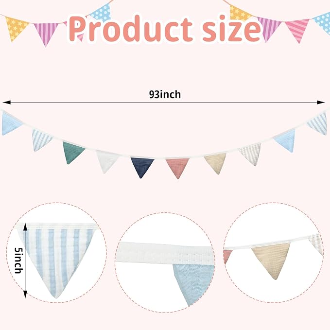 Oudain 2 Pcs Pennant Banner Flags Nursery Garland Triangle Bunting Flags - Image 2
