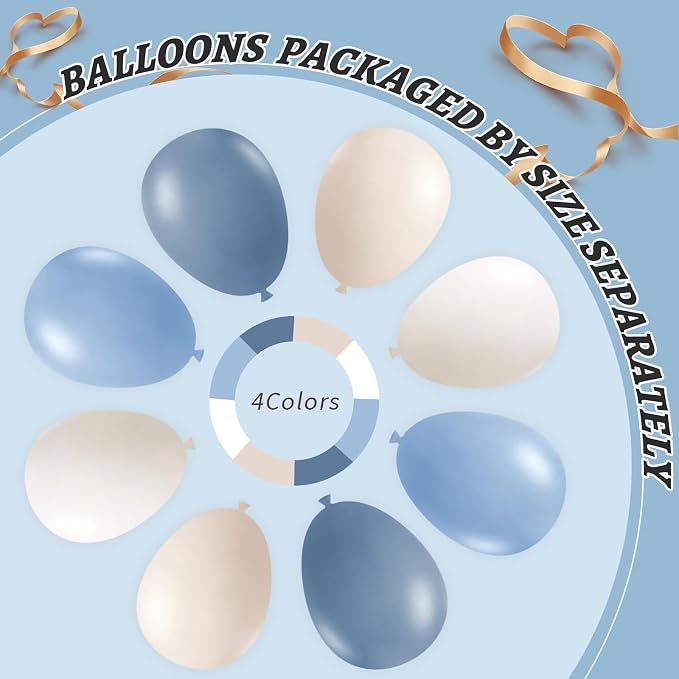 412Pcs Dusty Blue White Sand Balloon Arch Garland Kit, 18 12 10 5 Inch Slate - Image 4