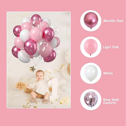 60PCS Pink and White Balloons, 12Inch Baby Light Pink White Party Balloon Set - Image 3