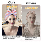 Shintop Women Fashion Lovely Soft Carol Fleece Bowknot Bow Makeup Cosmetic Shower Elastic Hair Band Hairlace Headband (Purple Stripe)