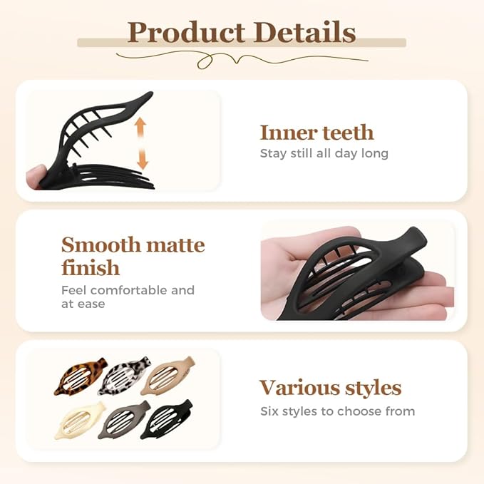 Flat Hair Clips for Women, French Hair Claw Clips for Thick, Thin, Long & Short Hair, Duck Billed Clips, No-Slip Grip Hair Styling Accessories for Women Girls Daily Use (Gray 3PCS)