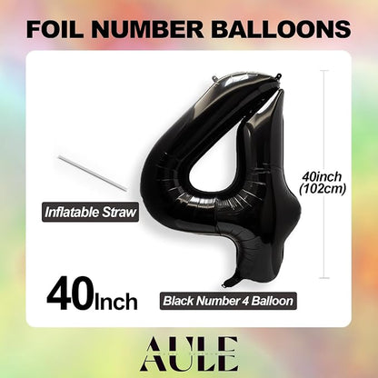 AULE 40 Inch Black 40 Balloon Number Foil 0-9 Birthday Big Numbers | Birthday - Image 3