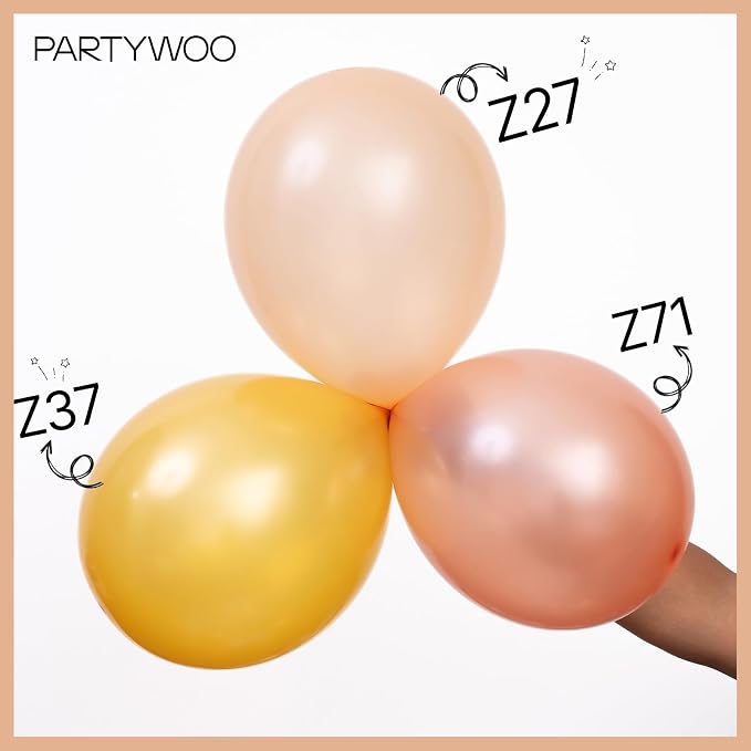PartyWoo Pearl Peach Balloons 140pcs Pastel Light Pale Orange Color | 18 12 10 - Image 3