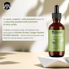 Natnique Castor Oil – USDA Certified Organic, 100% Pure Cold Pressed Unrefined Oil for Hair Growth, Eyelashes, Eyebrows & Scalp – Natural Skin Moisturizer, Lash Serum & Hair Treatment (2 Oz)