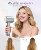 Hair Dryer, Ionic High Speed Blow Dryer with Diffuser Nozzle for Fast Drying, 2 Speeds & 4 Temps, Professional Compact Lightweight Hairdryer for Women Men Travel