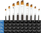 9 Pcs Angular Long Handle Artist Paint Brush Set, Quality Synthetic Hair and Wooden Handle for Acrylic Watercolor Oil Painting, Great for Beginners and Professionals