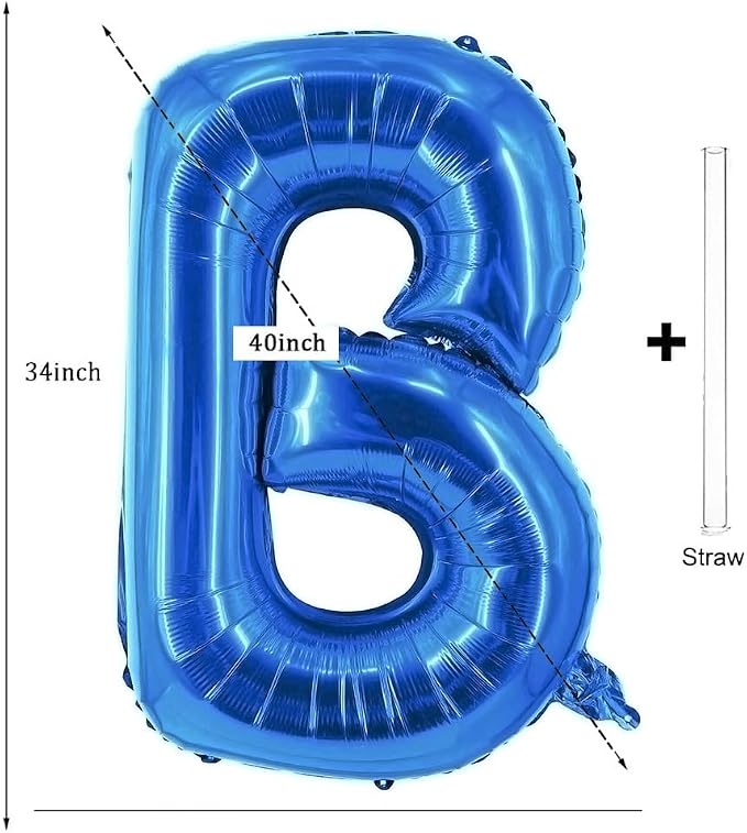 Letter Balloons 40 Inch Blue Giant Alphabet Balloons Letter B | Foil Mylar Big - Image 2