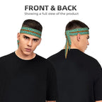 Boys Girls Sports Sweatbands, Boho Style Long Hair Band for Running Travel Spa, Lovely Ethnic Aztec Turquoise Geometric Indiana Western Southwest Pattern Headdress Hair Decor