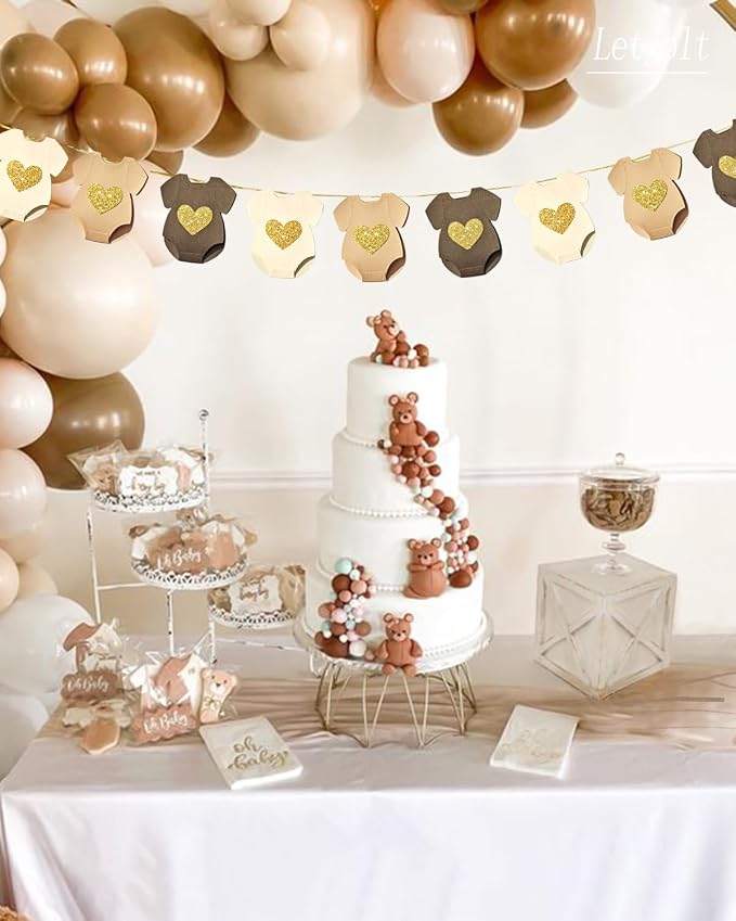 Letjolt Brown Baby Shower Garland Gender Reveal Banner 9 Flags | Pre-strung 9 - Image 5