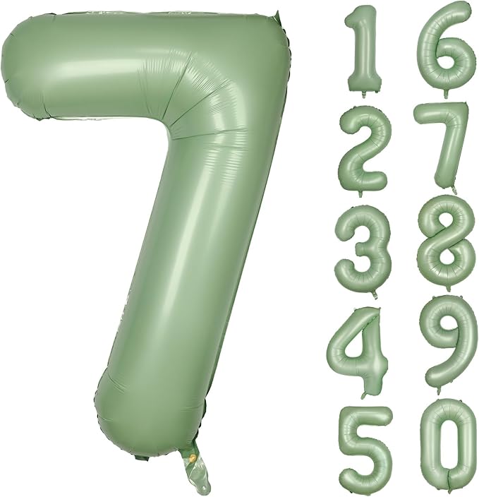 40 Inch Green Number Balloon 7 Olive Green Foil Balloon Sage Green 7 Balloons by Yeodong
