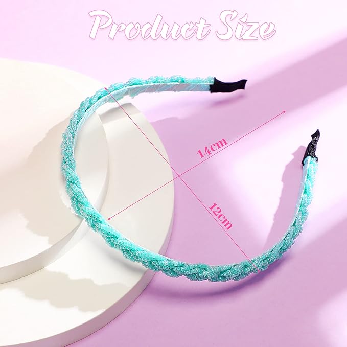 MTLEE 6 Pieces Beaded Headbands for Women Sparkly Crystal Beaded Hair Hoop Hairbands Multiple Color Hair Accessories Head Bands Christmas Gift(Vivid Colors)
