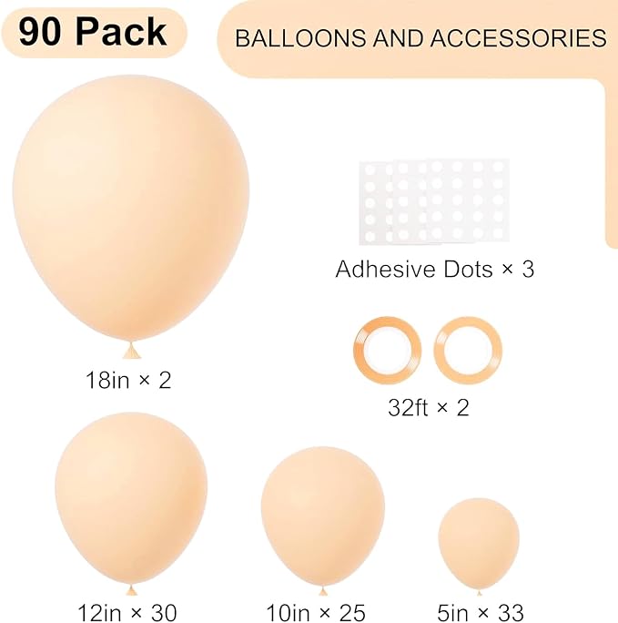 Voircoloria 90pcs Blush Balloons Garland Arch Kit, 18 12 10 5 Inch | - Image 2