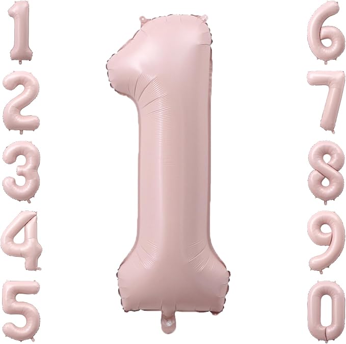 Baby Pink Number 1 Balloon 40 Inch, Foil Numeral Milestone Party Supplies | by Unknown