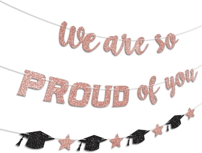 We are So Proud of You Banner Prestrung Rose Gold Graduation Banner Graduation - Image 2