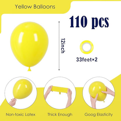 Voircoloria 110pcs Yellow Latex Party Balloons, 12inch | - Image 2