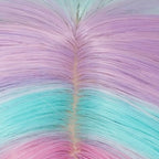 BUFASHION 14" Women Short Rainbow Kinky Straight Cosplay Synthetic Wigs With Air Bangs 46 Colors Available (Rainbow)