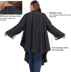 PERFEHAIR Barber & Salon Cape with Soft Silicone Collar & Sleeves | Breathable Hair Cutting Cape with Underarm Mesh | Large, Lightweight & Hair & Water Repellent, Black