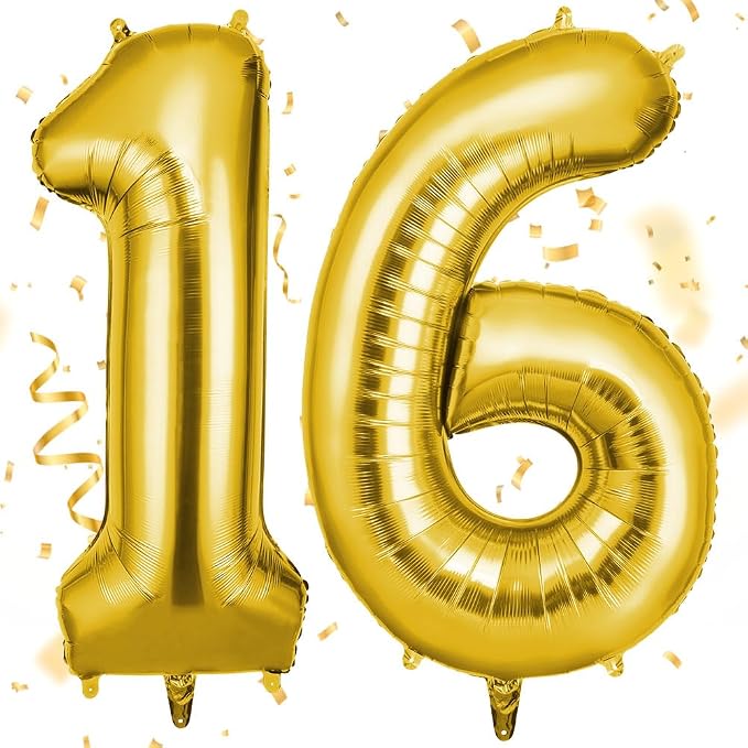 OFFCUP Number 16 Balloons 40 Inch, Big Jumbo Number Balloon Celebration Party by OFFCUP
