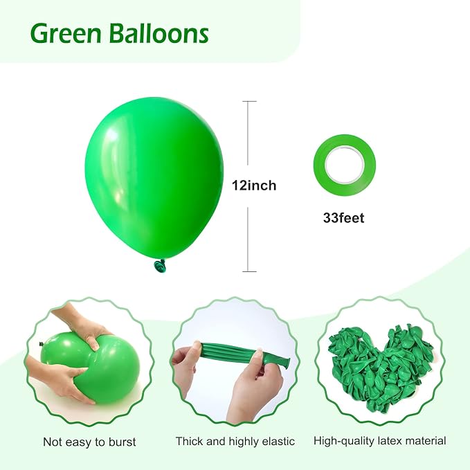 FOTIOMRG Green Balloons 12 inch, 50 Pack Green Latex Party Balloons Helium - Image 2