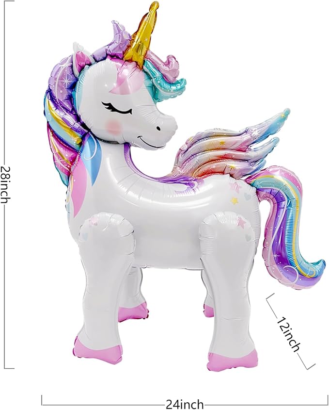 Self-Standing Unicorn Balloons for Girls Birthday Decorations Rainbow Unicorn - Image 2