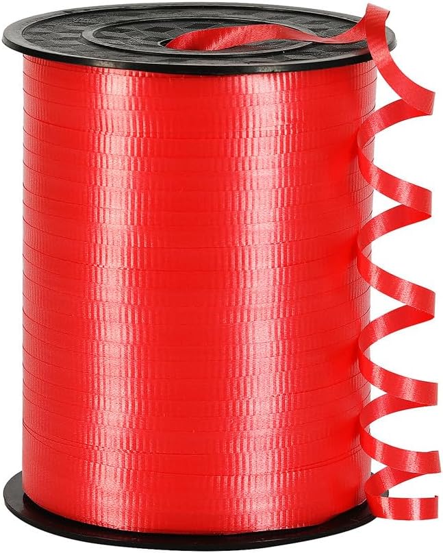 Bright Red Curling Ribbon, 3/16 inch x 500 Yard Crimped Red Curling Ribbon by PendantofLuck