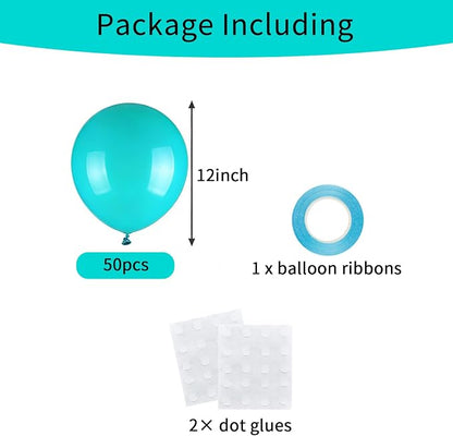 50pcs Matte Teal Blue Balloons, 12 inch Turquoise Balloons | Helium Quality - Image 3