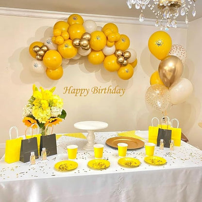 Yellow Gold Confetti Party Balloons - Image 3
