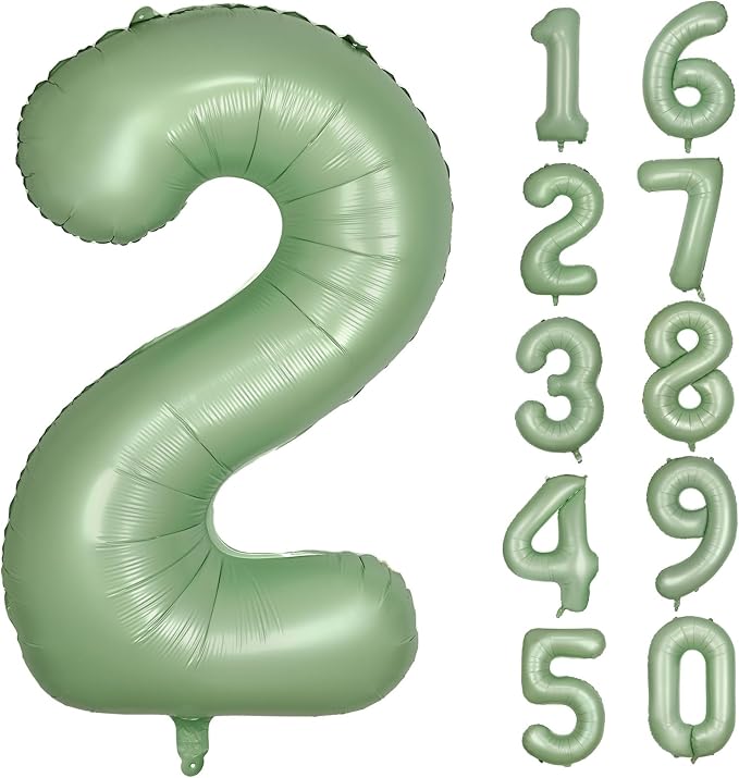40 Inch Green Number Balloon 2 Olive Green Foil Balloon Sage Green 2 Balloons by Yeodong