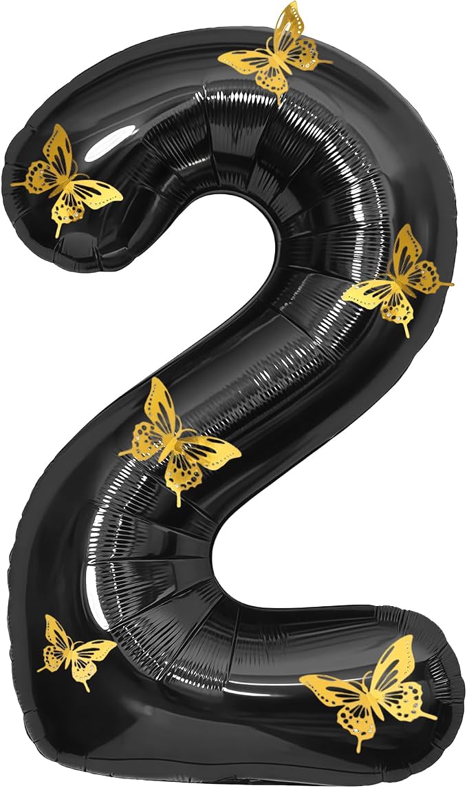 40 Inch Black Number 2 Balloon by GLASNES