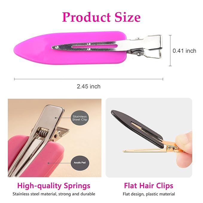 No Crease Hair Clips Makeup Pin Curl Clip Bulk 40Pcs Multicolor No Bend Dent Bang Creaseless Hair Clips for Makeup Application Bangs Hairpin Setting Pins Clip for Women Styling (Multicolor)
