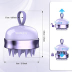 2 in 1 Scalp Massager Hair Growth,Scalp Scrubber with Soft Silicone Bristles for Dandruff Removal,Shampoo Brush for Exfoliation,Head Massager for Both Wet and Dry Use (Purple) ﻿