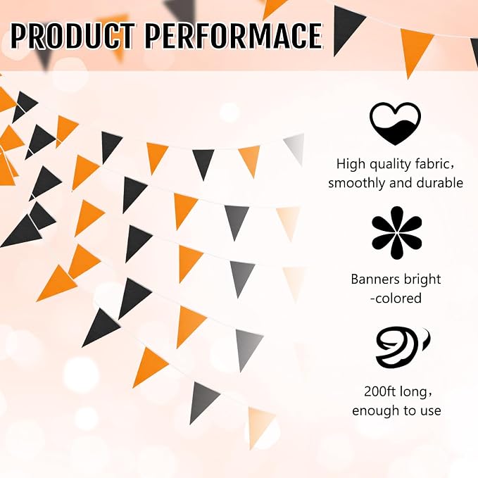 Tatuo 200 Feet Solid Pennant Banners Flags String Triangle Hanging DIY Bunting - Image 3