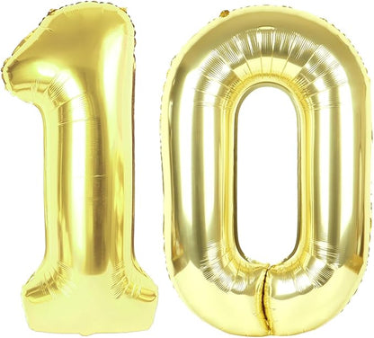 10 Balloon - Champagne Gold Birthday Number Balloons, 40 Inch Decorations | by ALPHADELTAPI