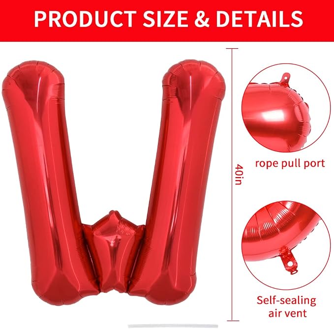 TONIFUL 40 Inch Large Bright Red Letter Balloons A-Z, Giant Jumbo Helium Foil - Image 2