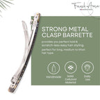 French Amie Long and Thin Large 4" Celluloid Automatic Handmade Hair Clip for Girls Strong Hold No Slip Grip Hair Claw Clips for Women, Made in France (Onyx)