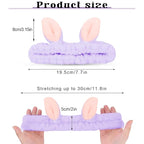 Jowmoy Cute Rabbit Ears Headband Frog Eye Elastic to Wash Face for Women Makeup Shower Spa.