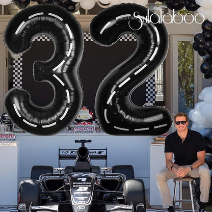 Race Car 40 Inch Black 32 Big Large Helium Balloon Number 0-9 | Track Giant - Image 4