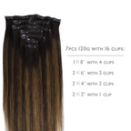 WENNALIFE Clip in Hair Extensions Real Human Hair, 24 Inch 140g 7pcs Remy Hair, Balayage Dark Brown Mixed Chestnut Brown Straight Natural Extensiones De Cabello Humano Con Clip Ins