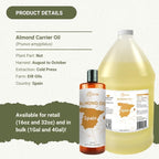 Sweet Almond Oil (16 oz) - for Skin and Hair - Carrier Oil for Essential Oils Mixing - From EIR Oils' Farm in Mallorca, Spain - 2 Packs